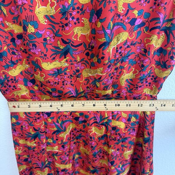 J. Crew Collection Dress Size 2 Silk Tiered Ruffle In Jungle Cat Print Midi Boho - Picture 16 of 16